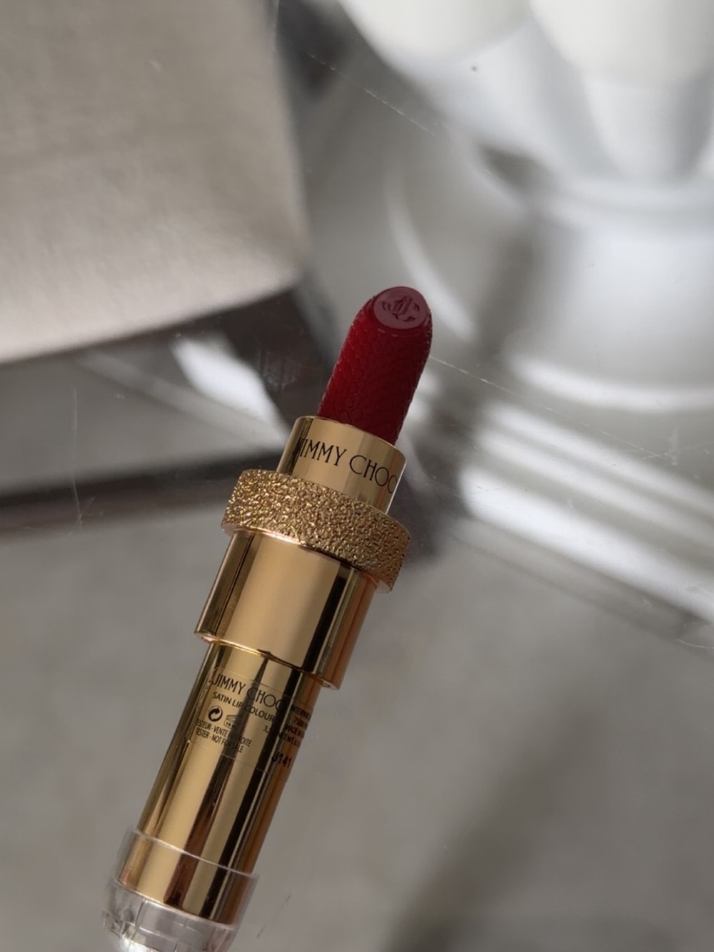 Jimmy Choo Red Lipstick with Gold Case - Picture 3 of 4